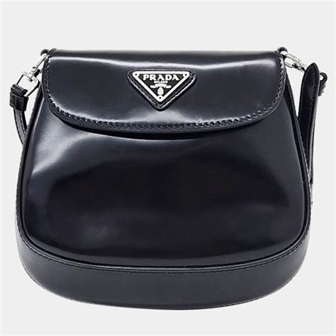 prada mini cleo black|cleo brushed leather shoulder bag.